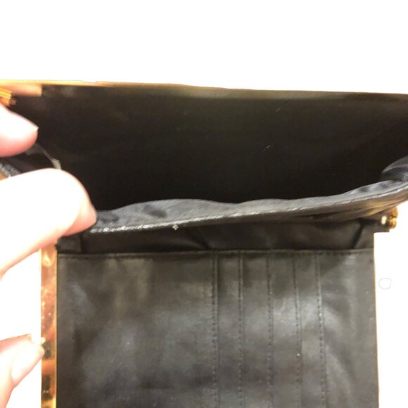 Vintage Solid Black Gold Hardware Crossbody Clutch - Picture 8 of 11